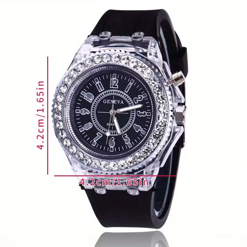 Luminous Personality Rhinestone LED Fashion Trend Jelly Quartz Watch Inteligente