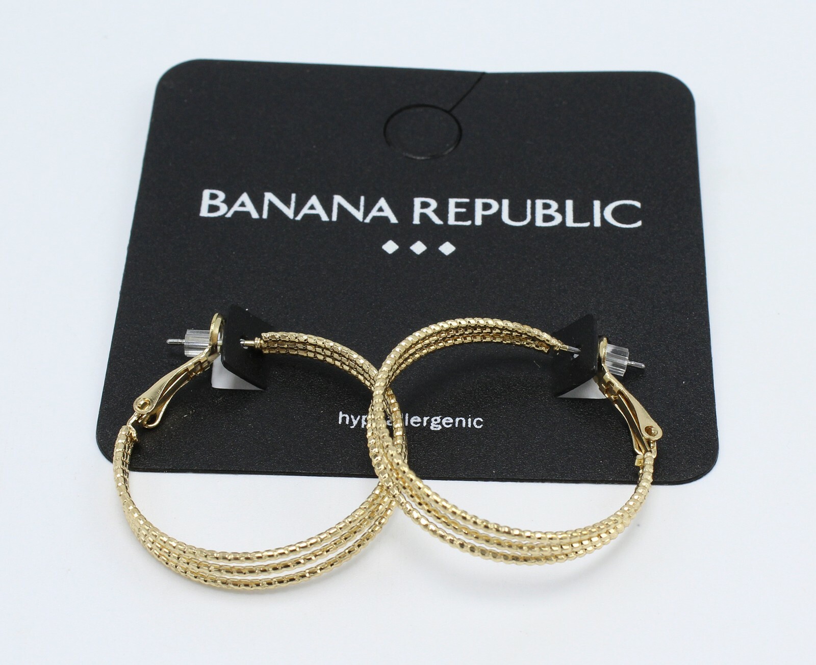 New Textured Multi Hoop Gold Tone Earrings by Banana Republic #BRE30