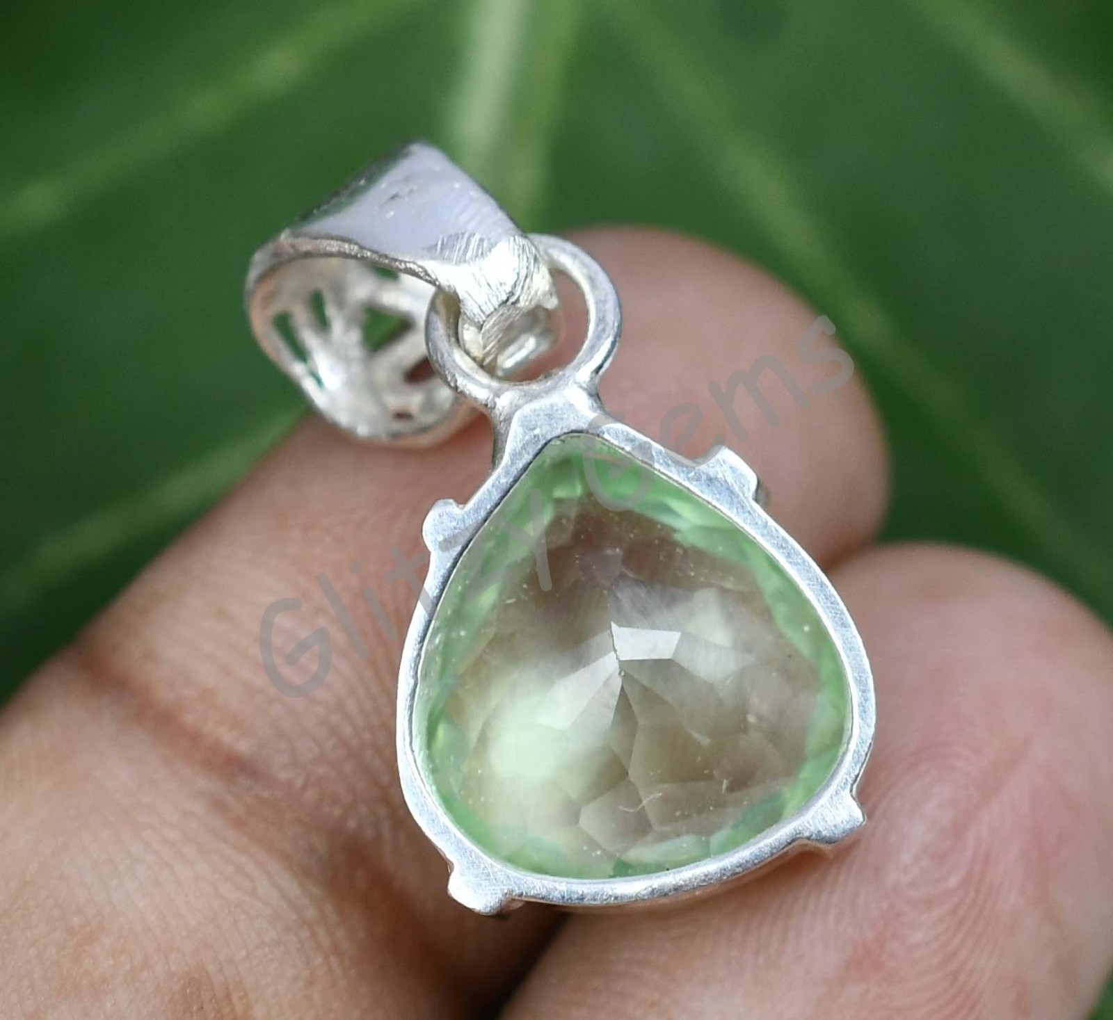 20.00 Ct Natural Green Sapphire Pear 925 Sterling Silver Pendant Certified