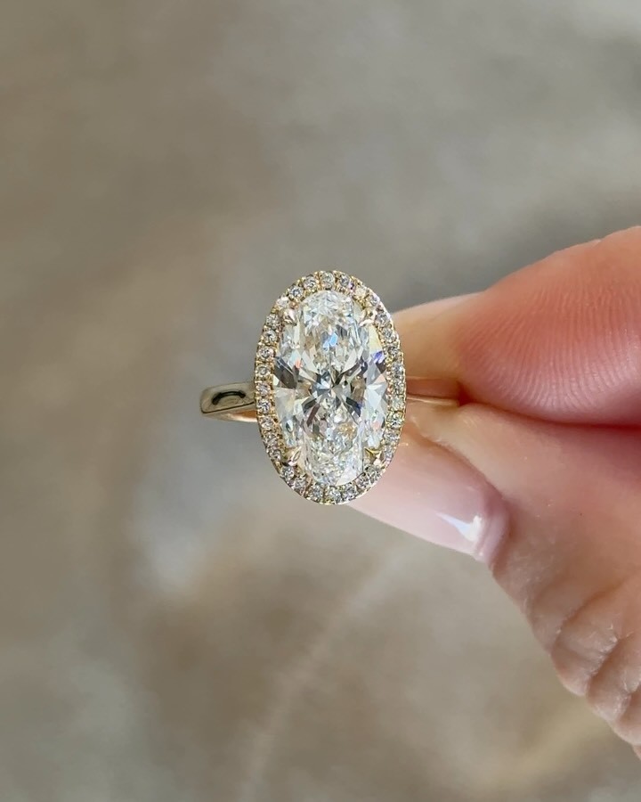 The Art of Fine Jewelry 5.20ct Oval Lab Grown Diamond Ring Solid 14K Yellow Gold
