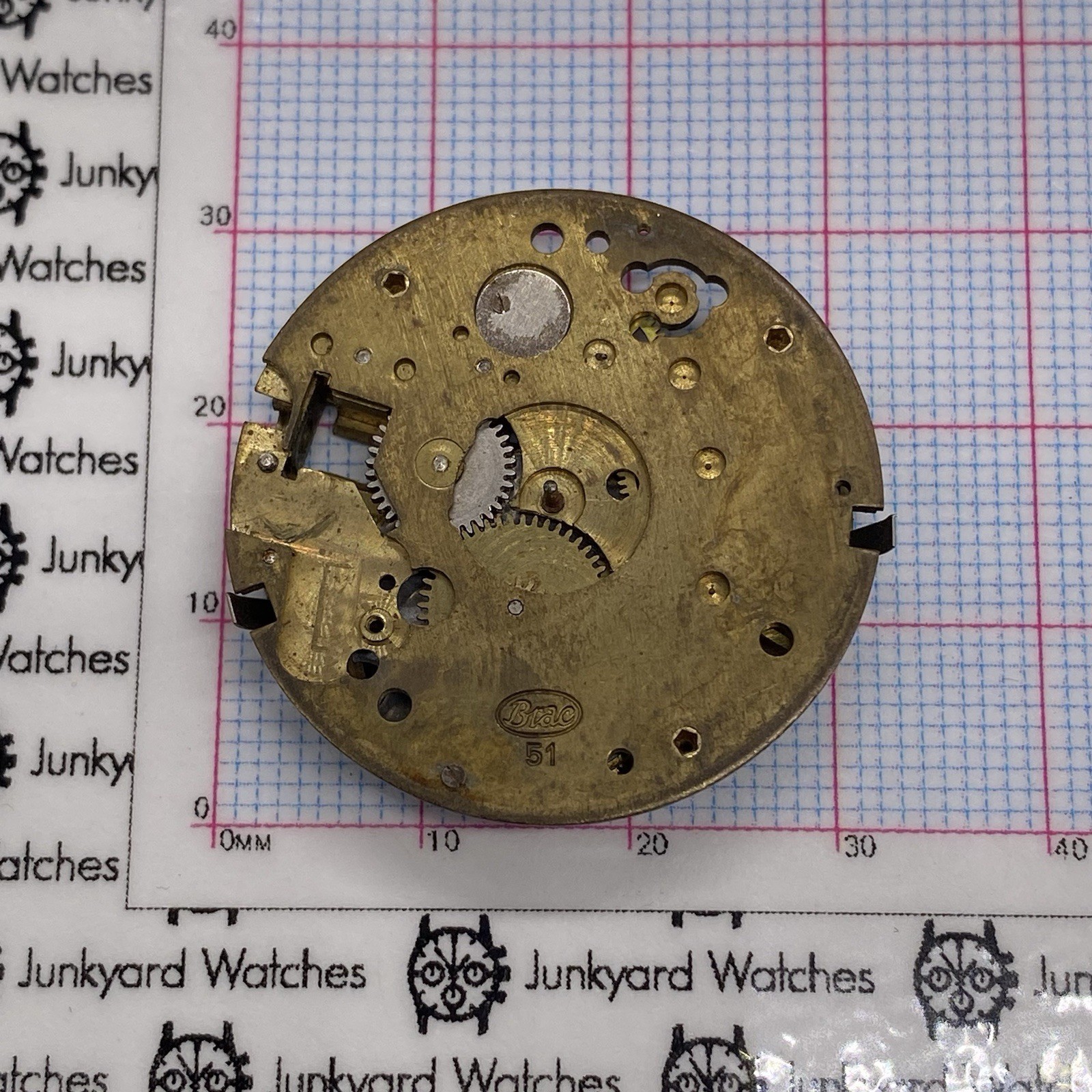 Vintage Brac 51 Movement Repairs Parts Spares Watchmaker One Jewel Swiss