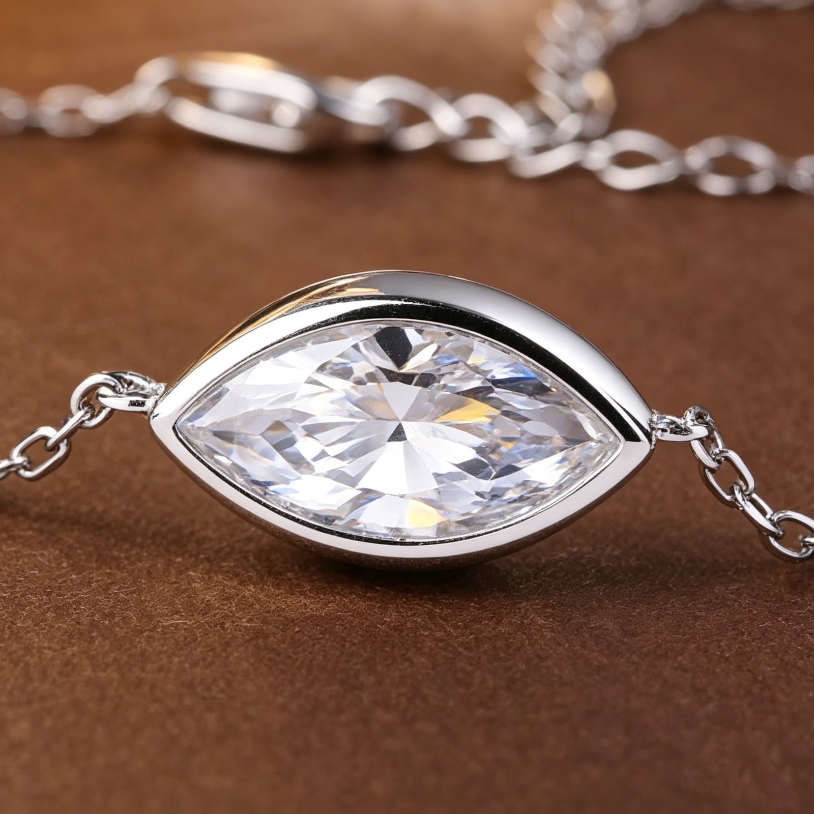 1/2ct Marquise Cut Real Moissanite Bracelet Women Gift 925 Sterling Silver Chain