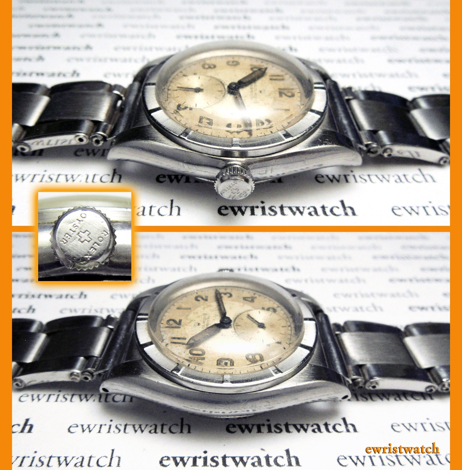 Vintage 40s Rolex Oyster Perpetual Bubbleback Original Military Sub-Seconds Dial