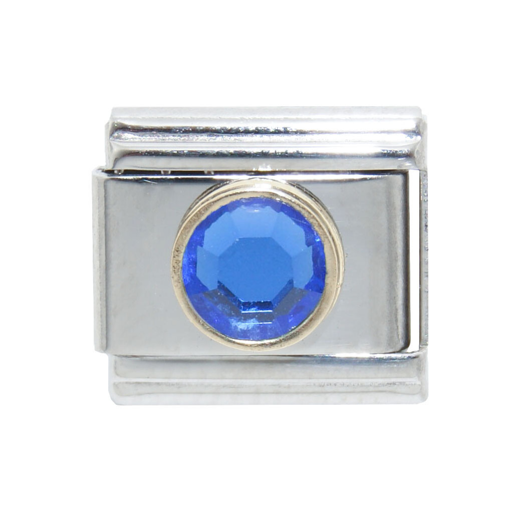 September gold outline circle Italian charm – fits 9mm classic Italian charms