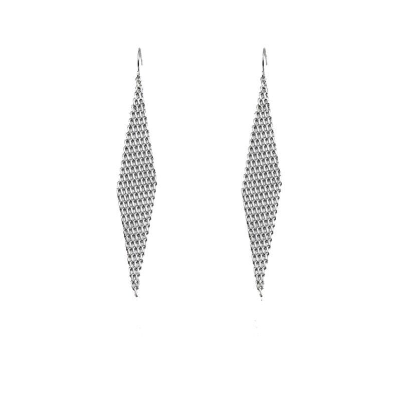 Woman 14K Gold Plated Mesh Long Tassel Earring Hook Drop Dangle