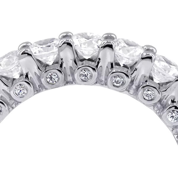Eternity Wedding Ring 14K Gold Bezel Set 4.50 CT Round Lab-Grown Diamond D VVS1