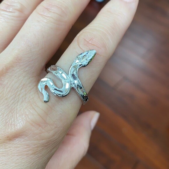 925 Sterling Silver Diamond Cut Snake Ring Any / All Size