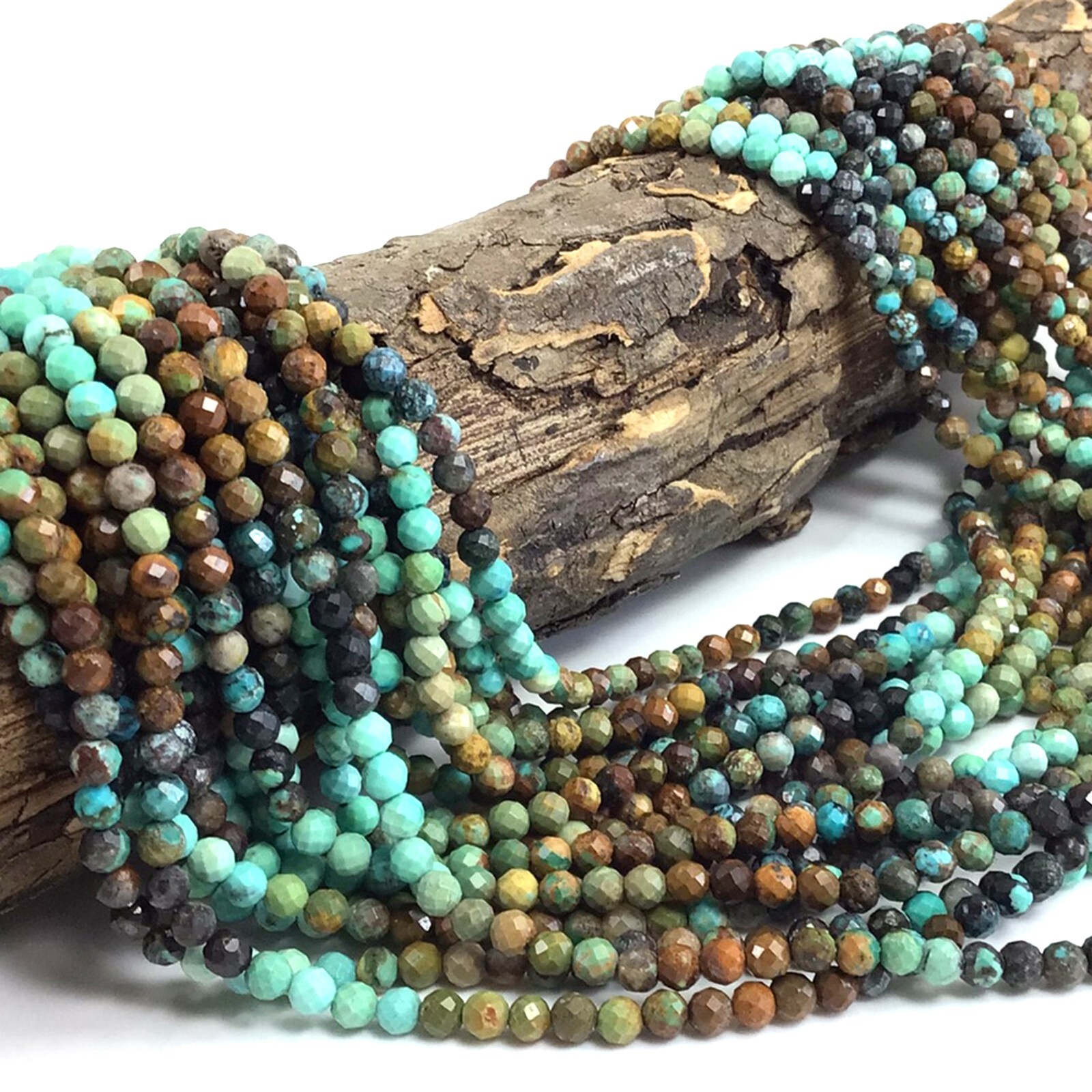 4mm Grade AAA Genuine Natural Turquoise Brown Blue Green Faceted Round Bead 15″