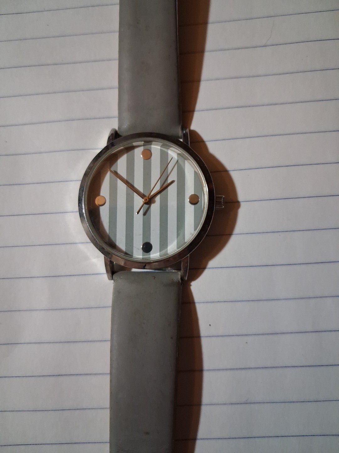 Vintage MSPCI Grey and White Striped Watch Numberless