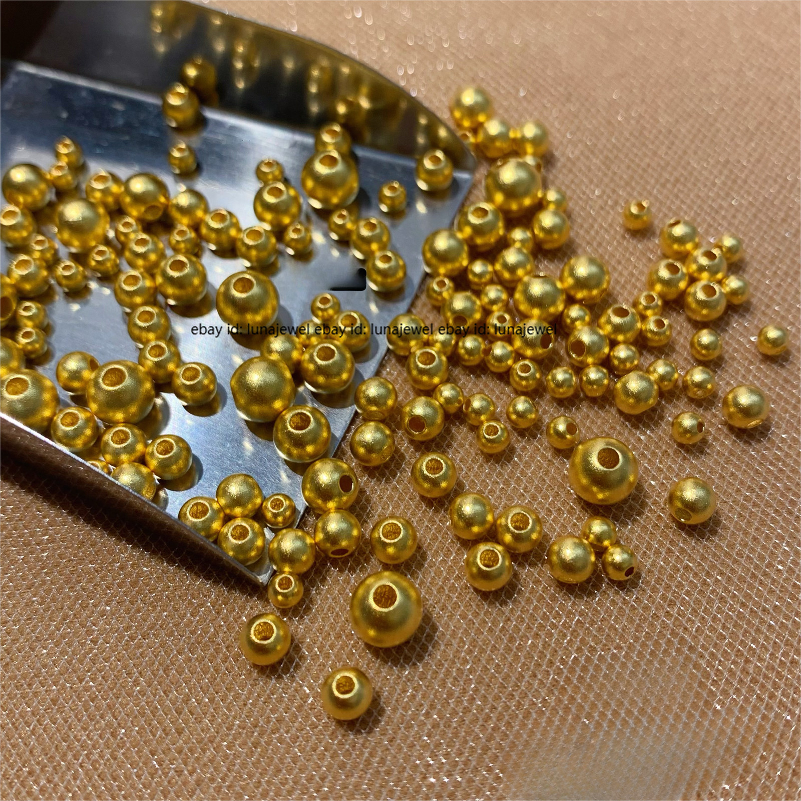 1pcs Pure 999 24K Yellow Gold Round beads Necklace Bracelet DIY Accessories