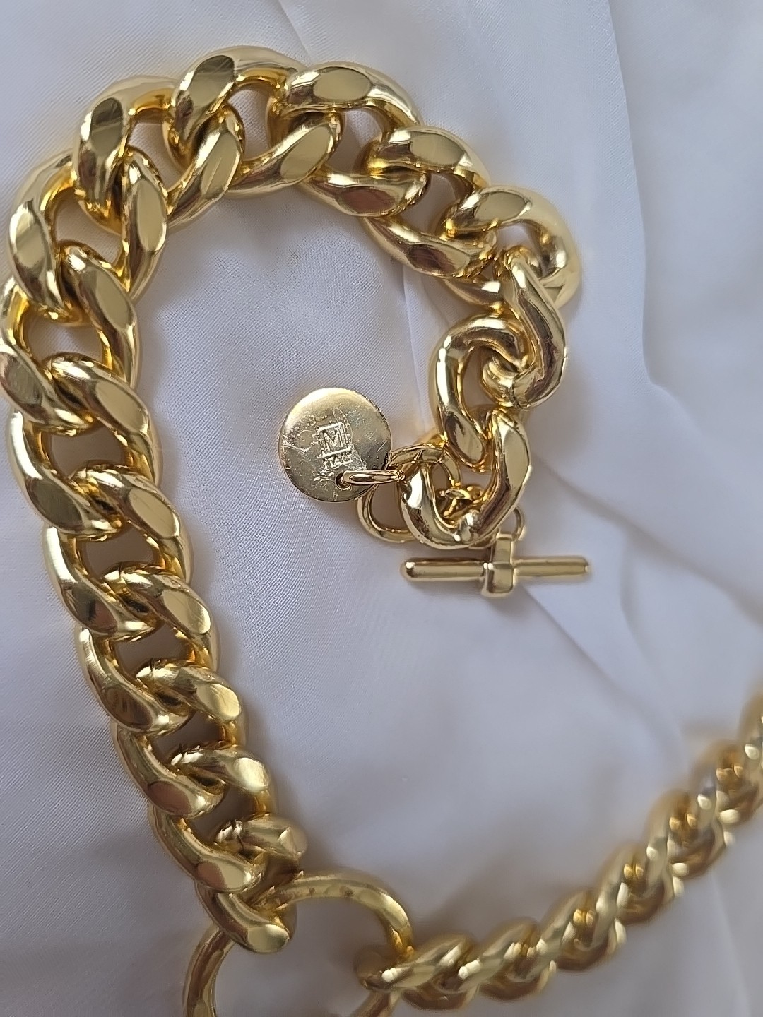 1AR M Italy by UnoAerre 18″ Heavy Gold Tone Metal Necklace Bracelet Set