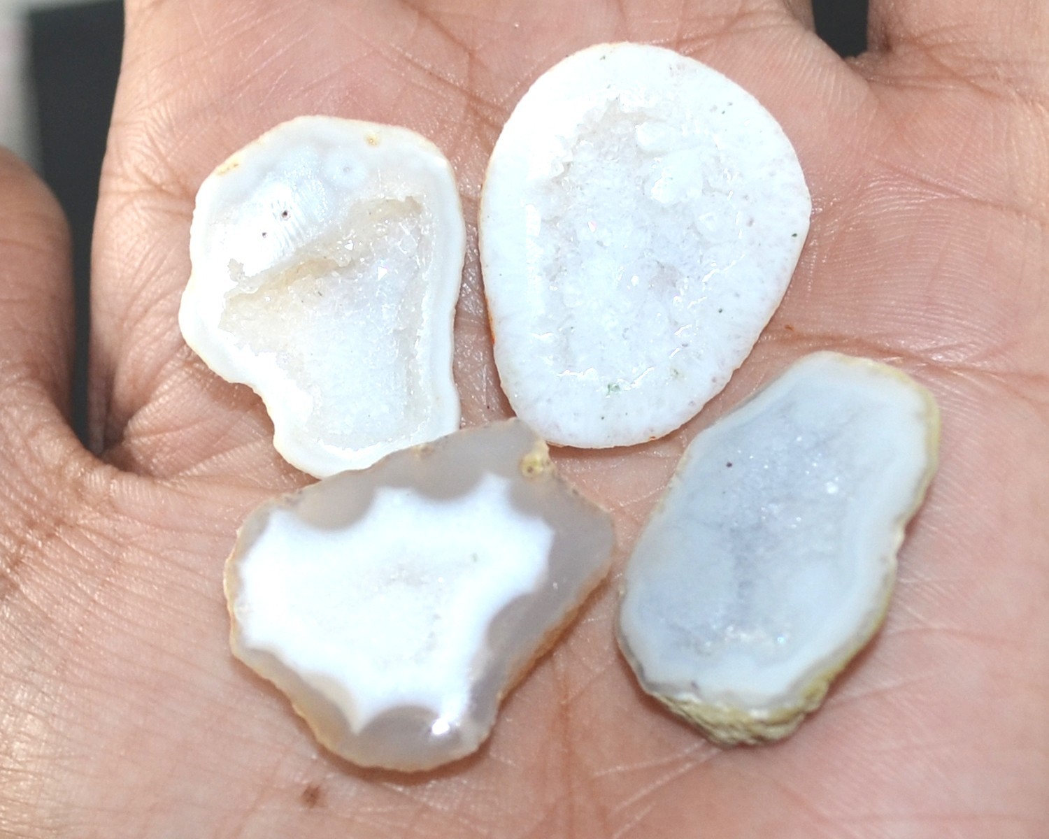 90 Cts. Natural White Solar Crystal Druzy Agate Cabochon Gemstone-A481