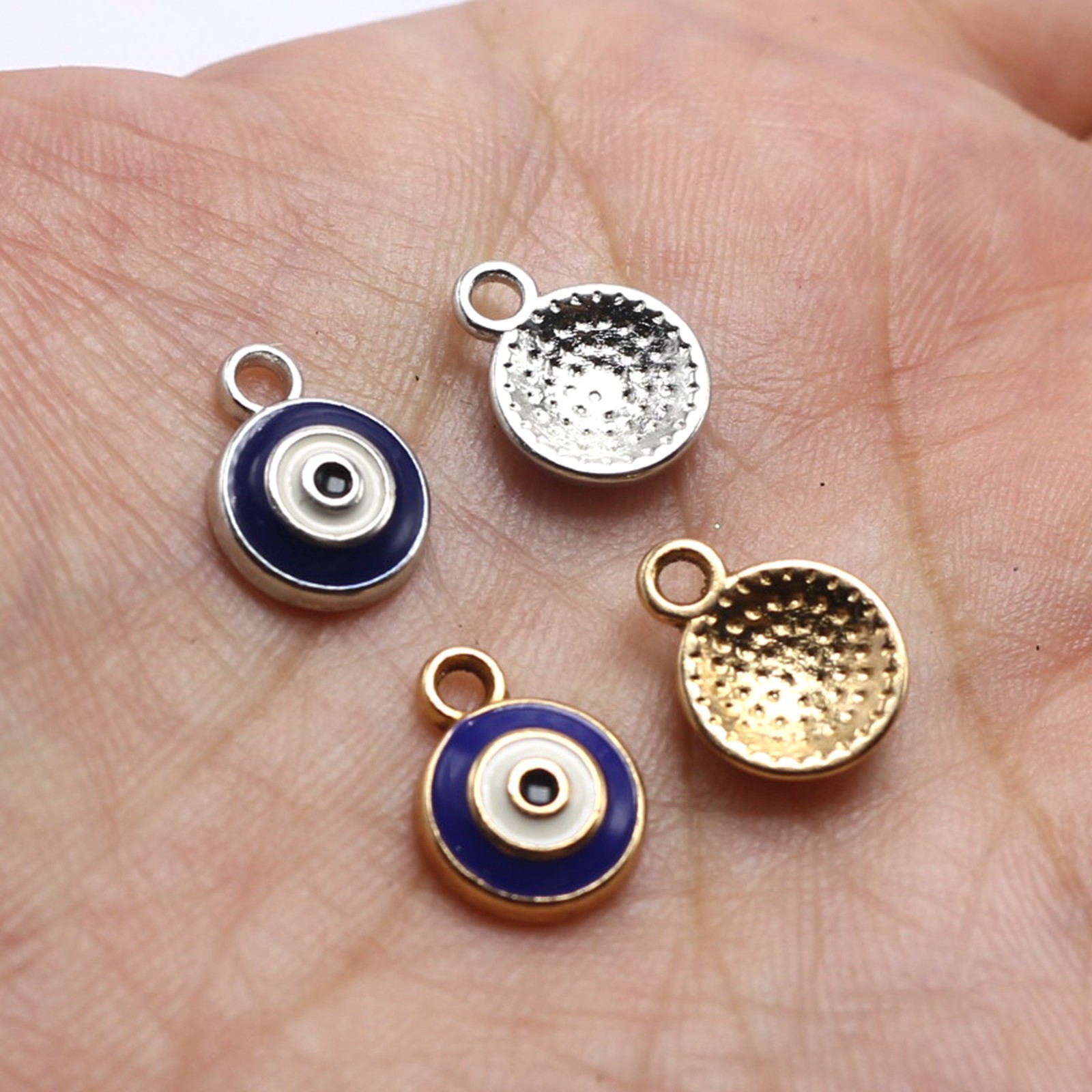 Craft DIY 10mm Evil Eye Charms – Alloy Enamel Red & Blue Protection Pendants