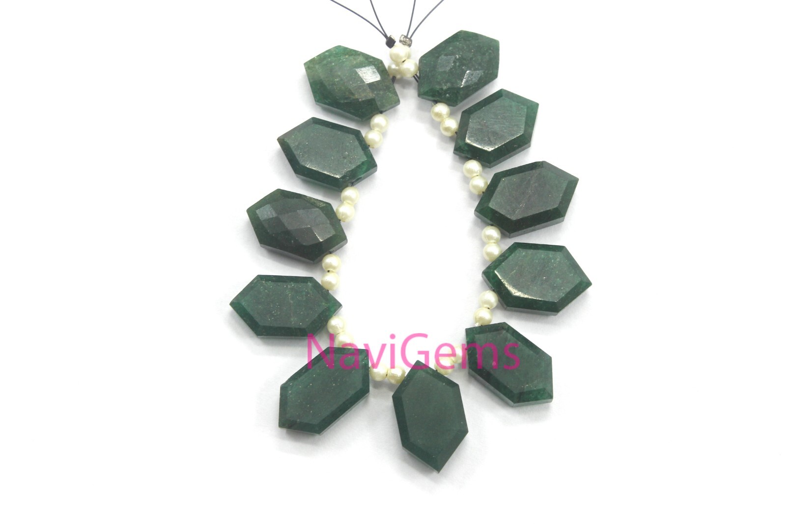 1 Strand Natural Green Aventurine Gemstone AAA Quality Faceted Hexagon