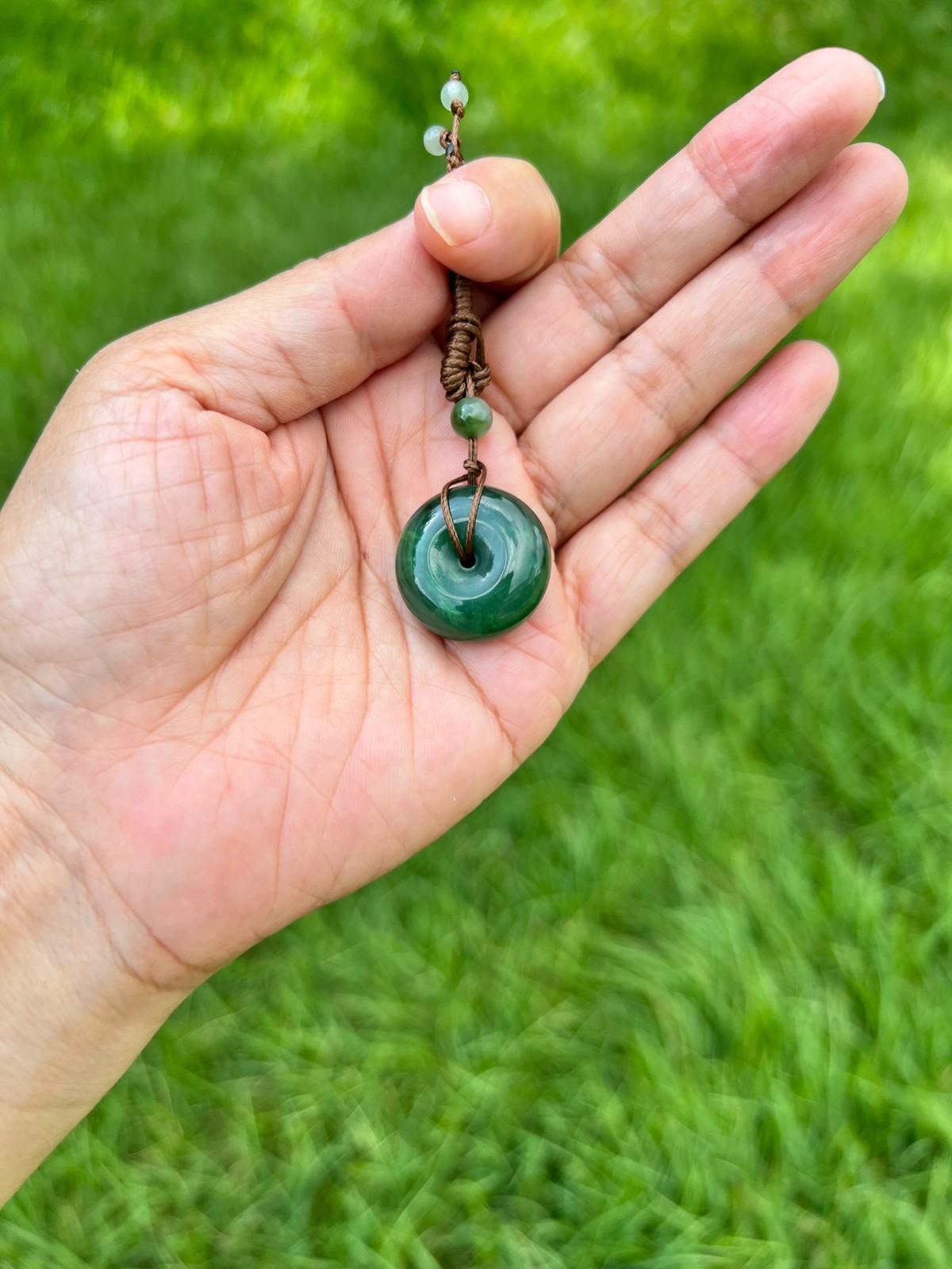 Genuine 100% Natural Rich Green Nephrite Jade PingAn Pendant H141 C