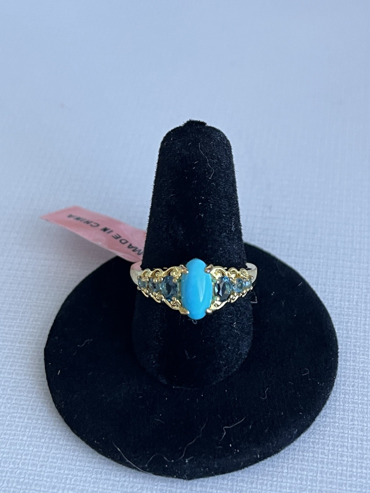 Sleeping Beauty, Turquoise, & Blue Apatite Cocktail Ring Set In Gold Sz 8 NWT