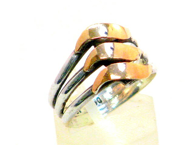 Damen 3 in 1 Designer Ring Punze 950 Silber und 18K 750 Gold um 1970
