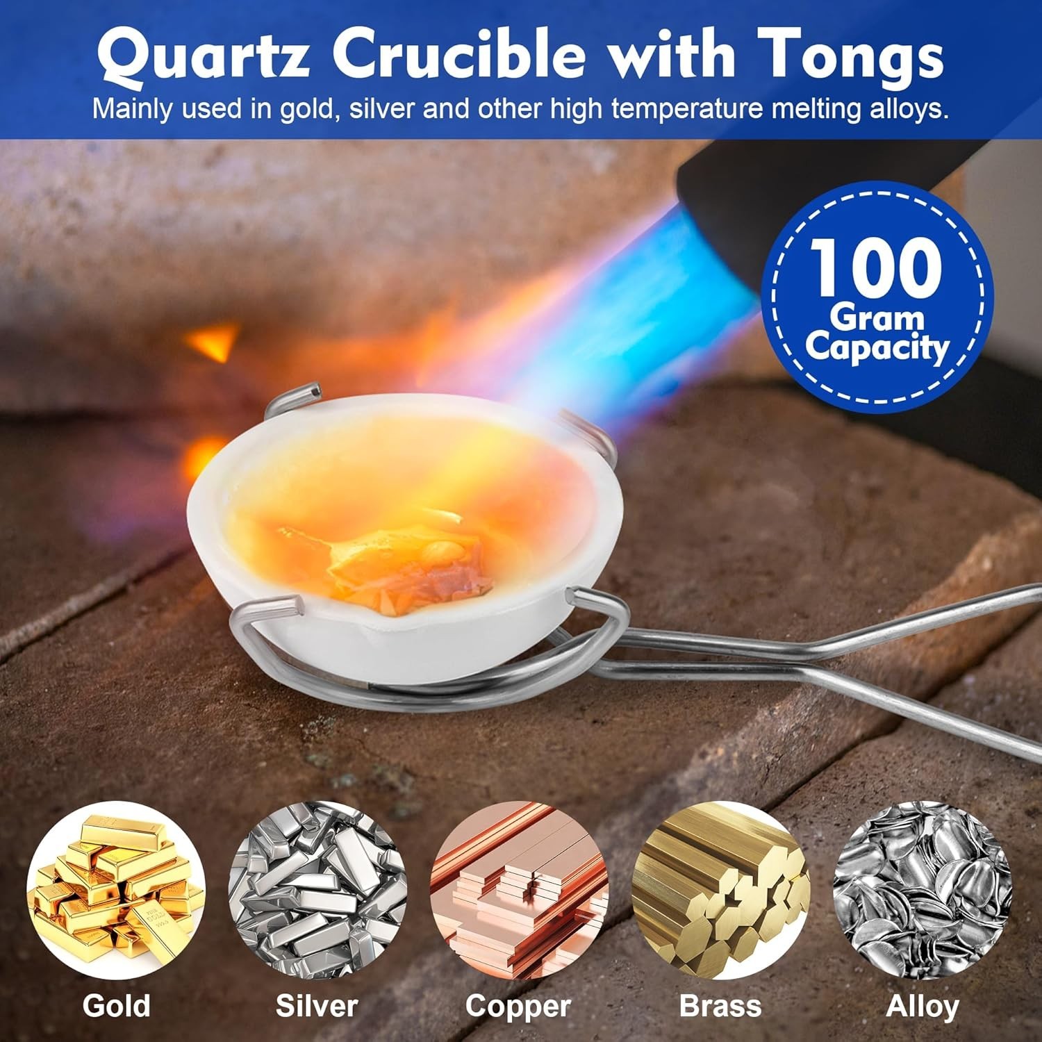 9 Pieces Graphite Torch Melting Casting Kit, Including 2 Crucible Stir Stick, 5-
