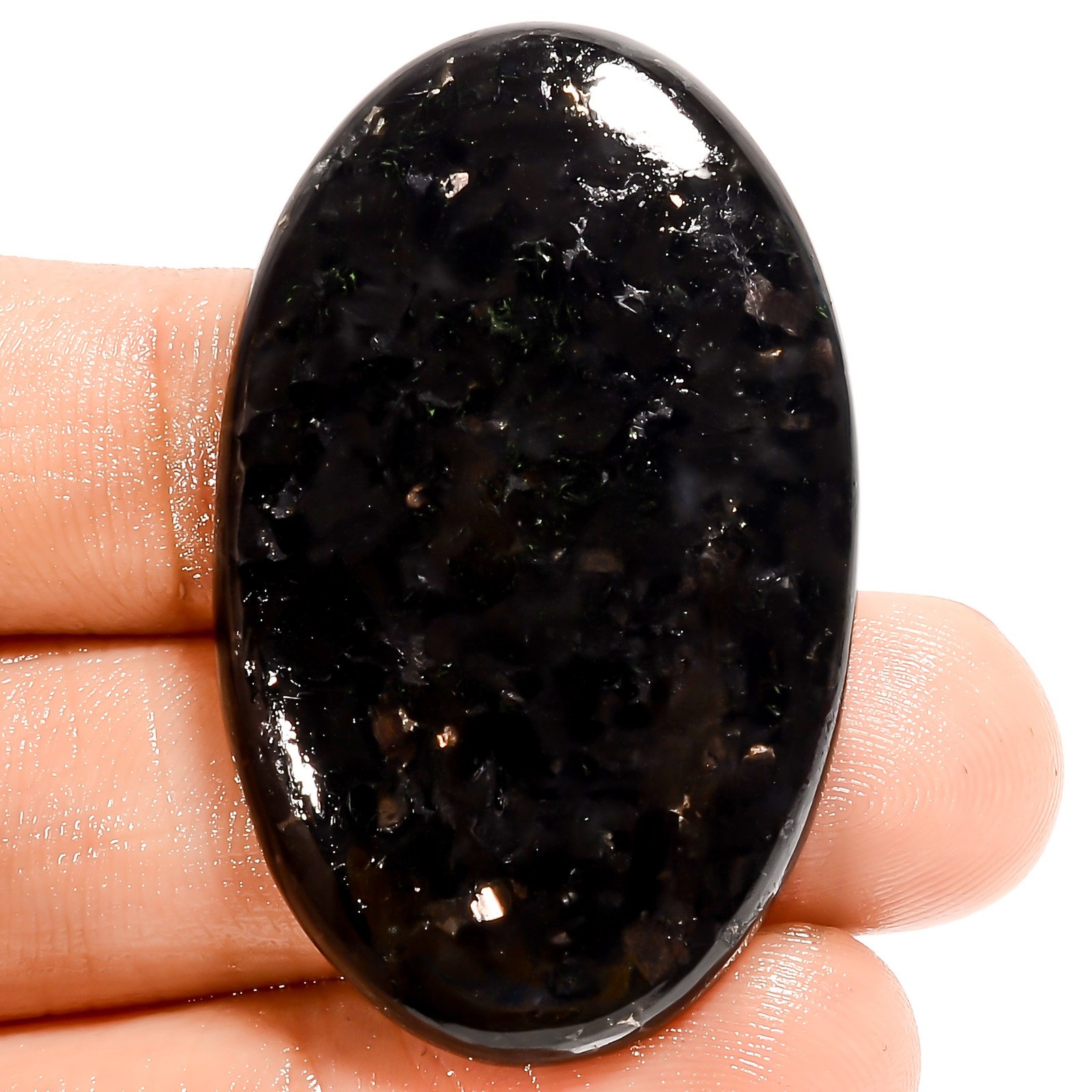 100% Natural Golden Nuummite Oval Cabochon Gemstone 56.5 Ct. 41X25X5 mm UG-1232