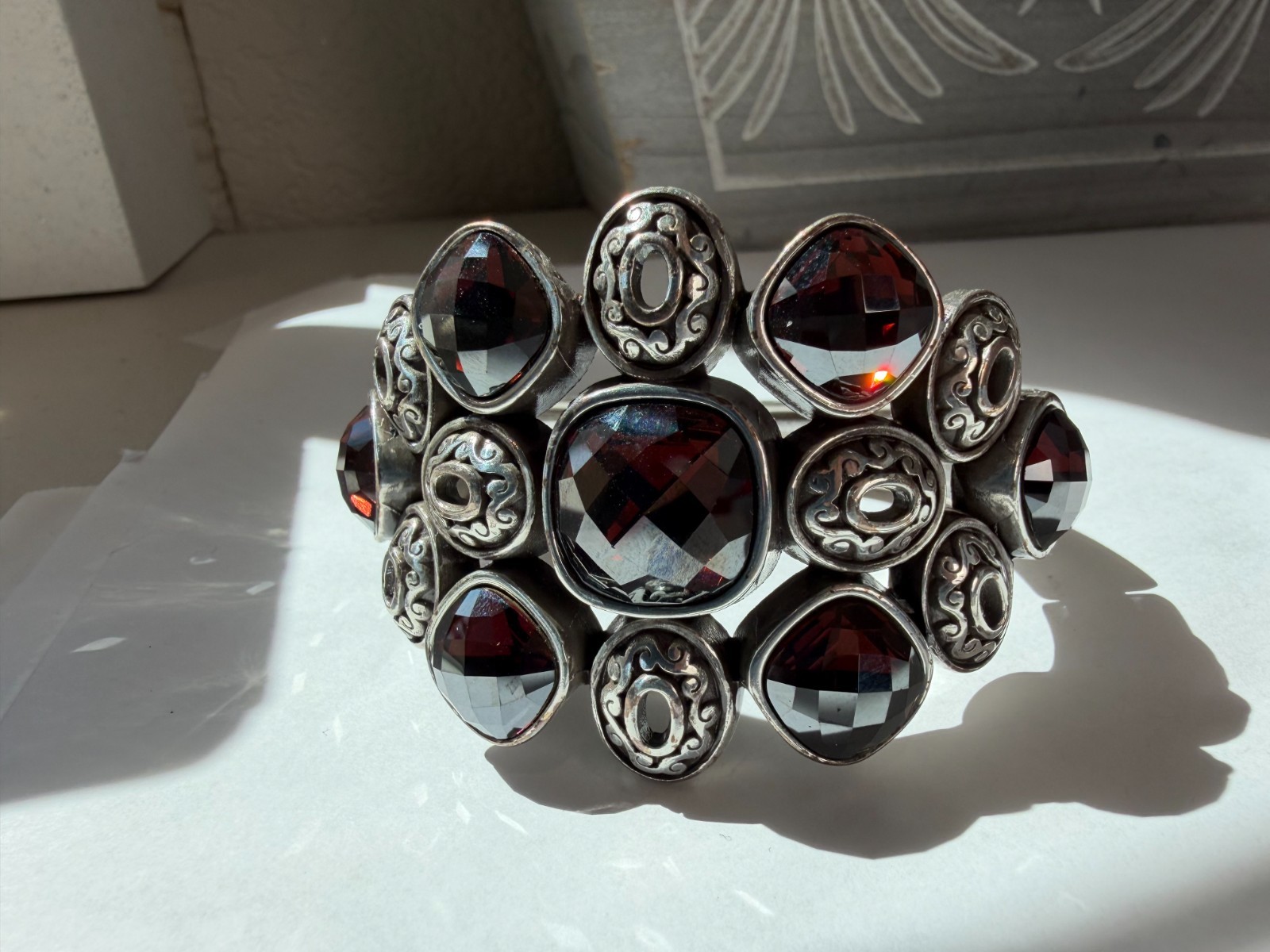 Brighton Bracelet Venus Rising Red Dark Burgundy Hinged Bangle