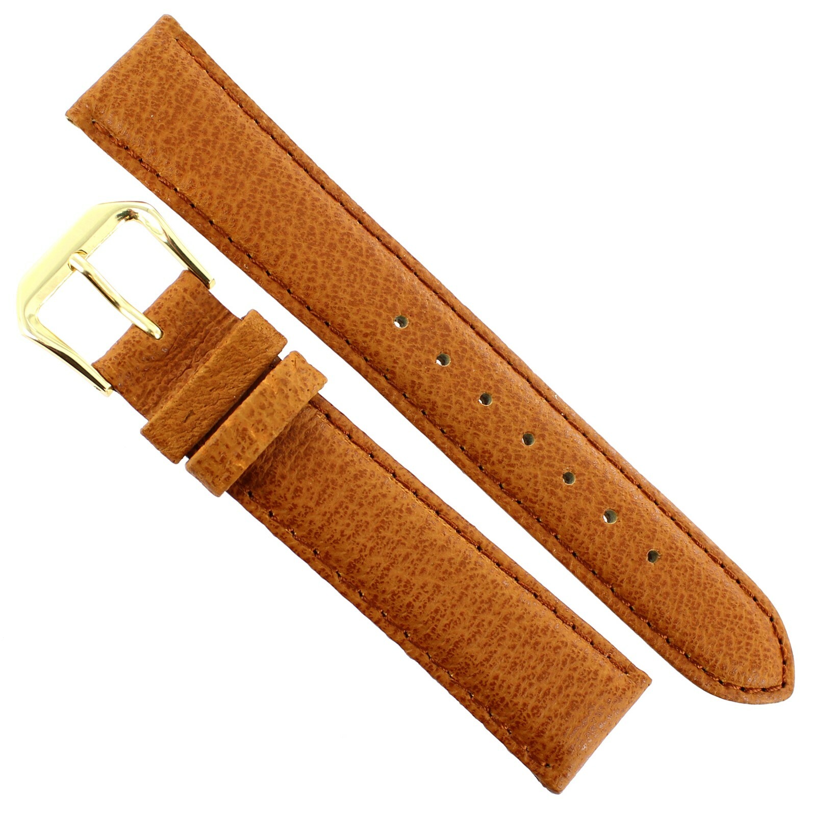 18mm Kreisler Honey Tan Genuine Pigskin Leather Padded Stitched Mens Band Reg