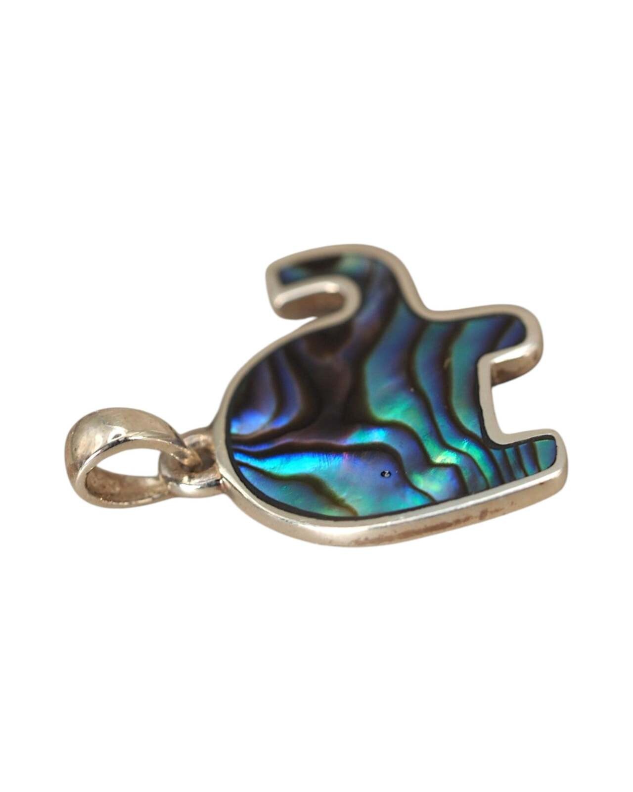 Abalone Elephant Pendant in Sterling Silver, Small Animal Charm