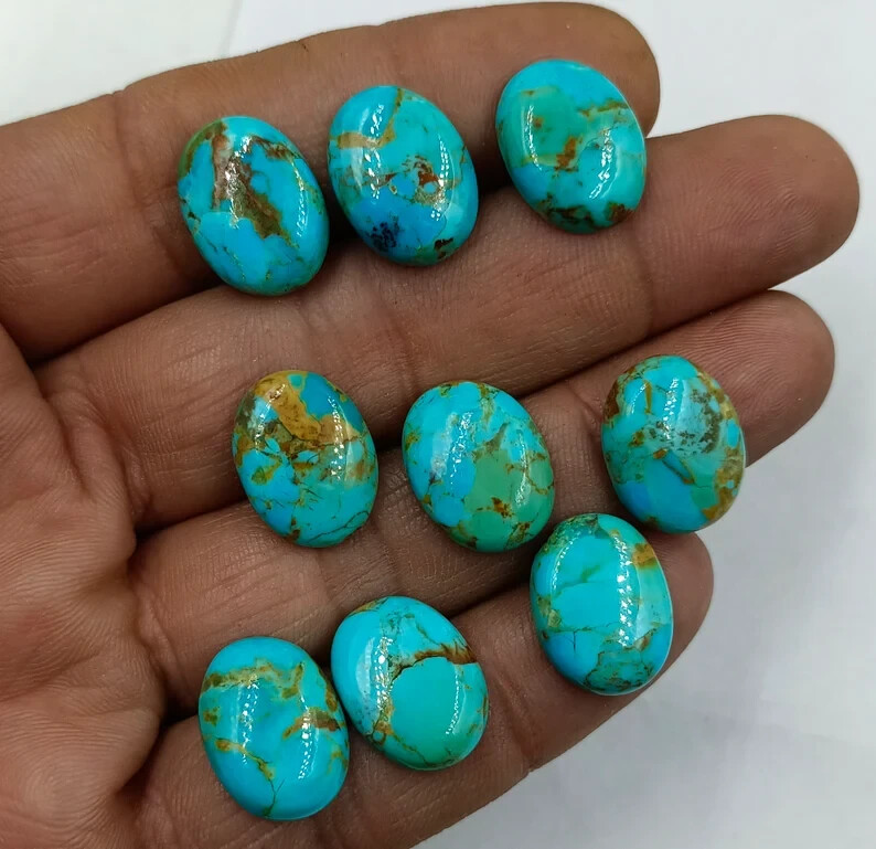 [WHOLESALE] BLUE MOHAVE TURQUOISE CABOCHON OVAL SHAPE LOOSE GEMSTONE