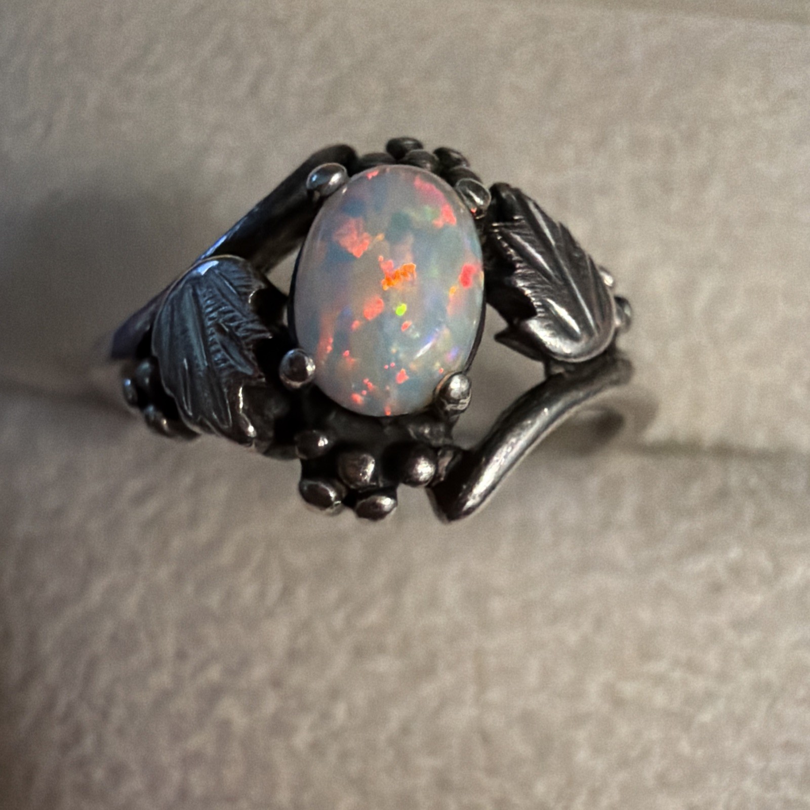Black Hills Gold Leaf Dakota SILVER 925 Womens lab OPAL Ring Size 10 L