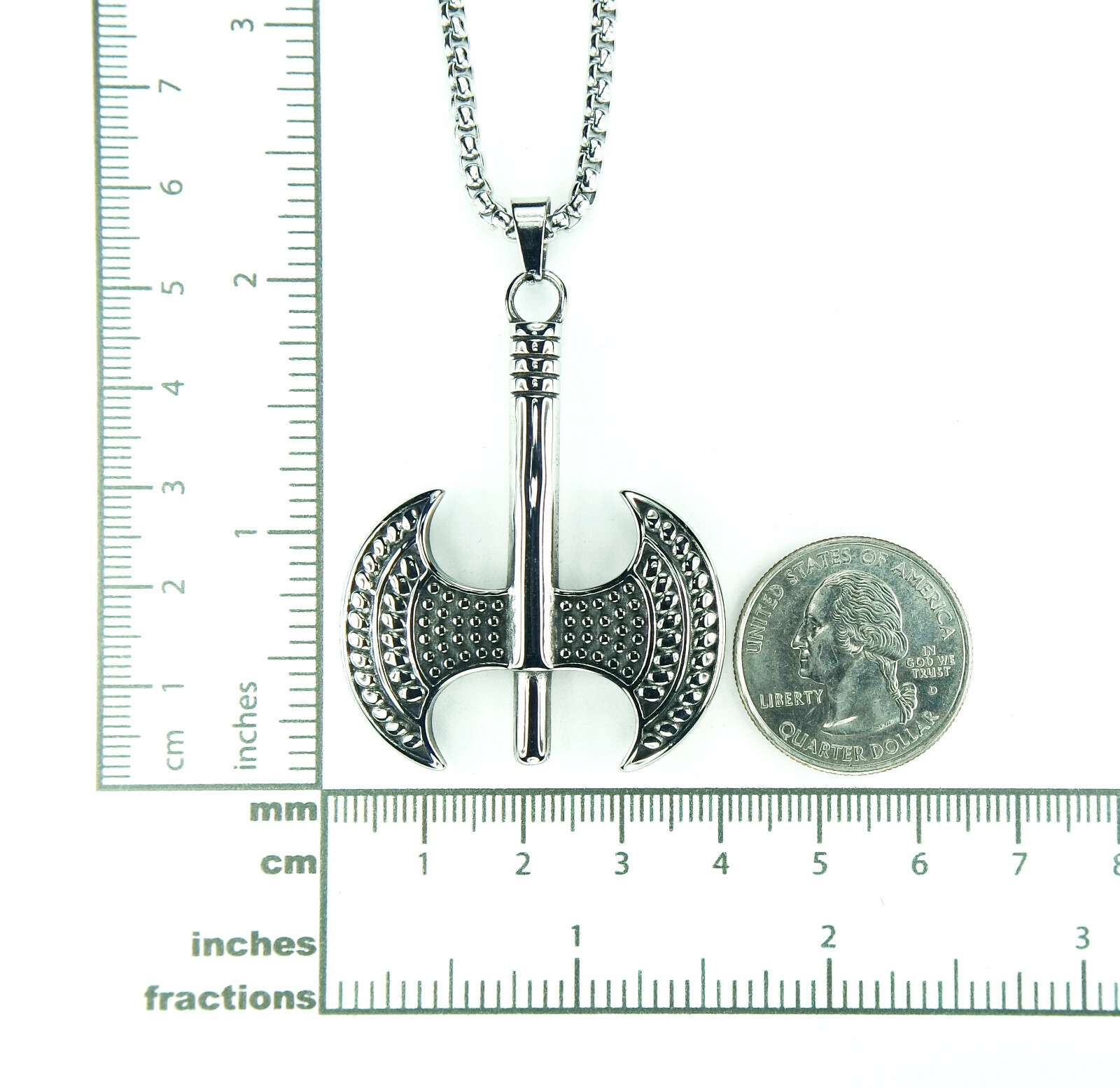 Large Labrys Necklace, Pure Stailess Steel, XL Double Bladed Axe Pendant Womyn n