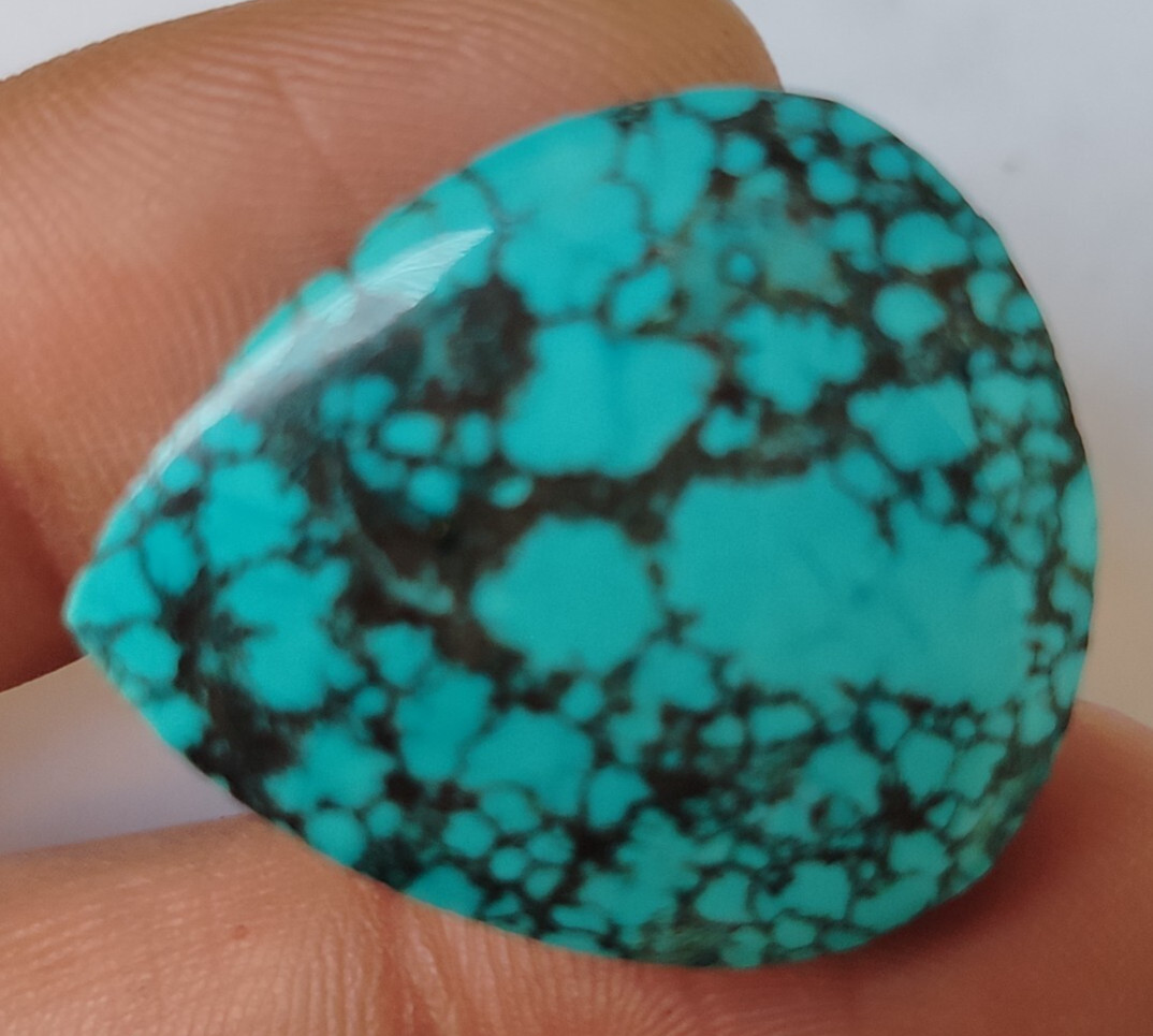 44.90 Ct. Natural Black Spiderweb Turquoise Blue Untreated Pear Loose Gemstone
