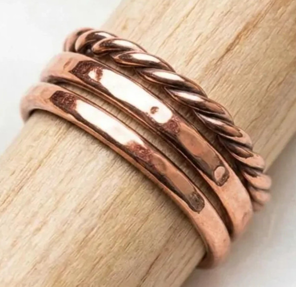 Solid Pure Copper Brass Minimalist Healing Ring, Handmade, Unisex, Stacking