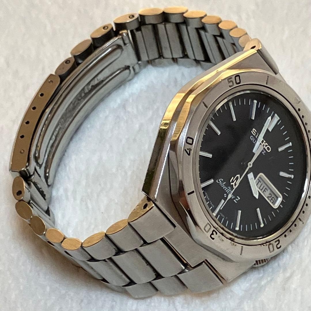 SEIKO Silver Wave Z Quartz 7546-7040 Men’s Watch Diver Day Date Battery 39mm