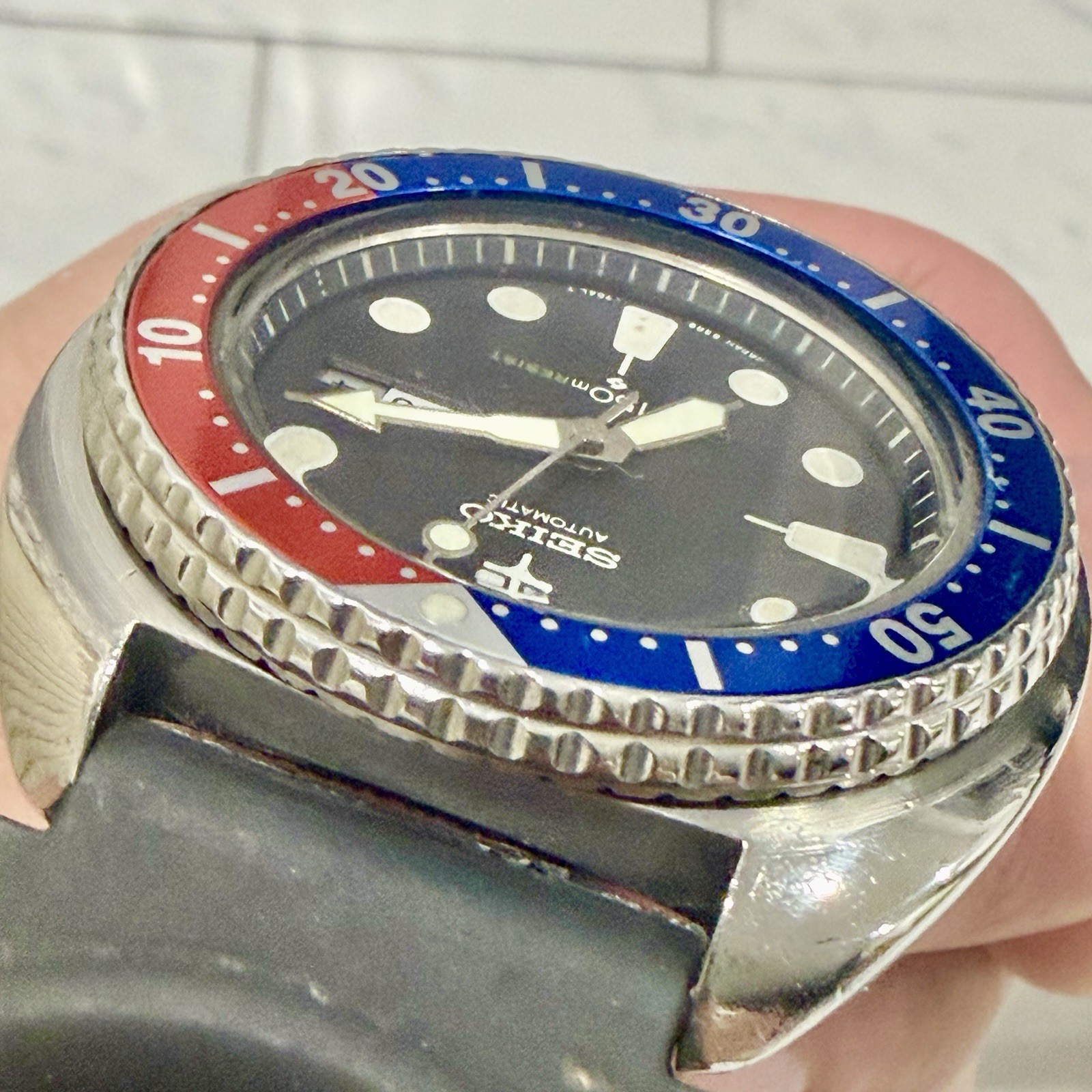 Vintage Seiko Turtle Pepsi 6309-7040 Suwa Automatic Men’s 44mm Diver Watch RUNS