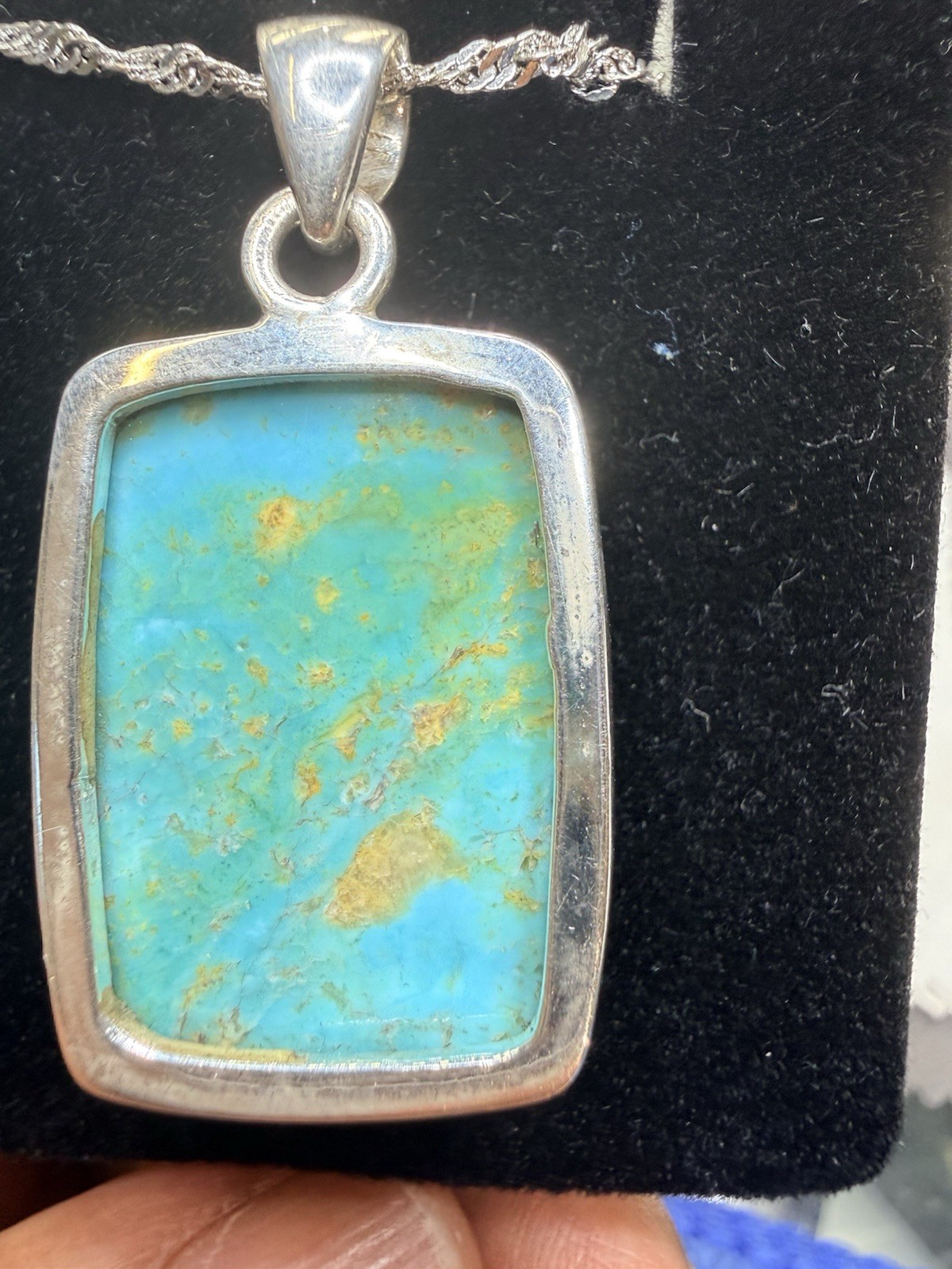 Beautiful Irani Natural Turquoise Pendant Handmade In 925 Sterling Silver