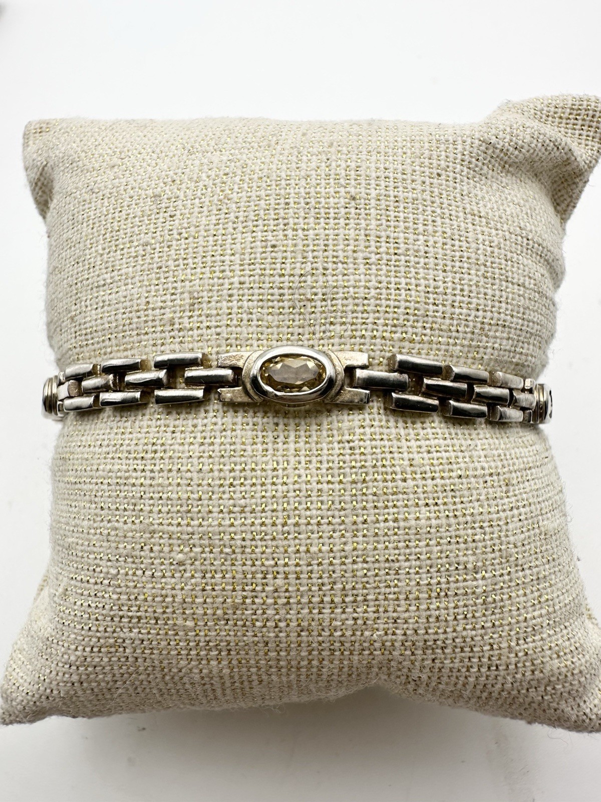 OTC 925 Sterling Silver Panther Chain Natural Gemstone Bracelet 7”