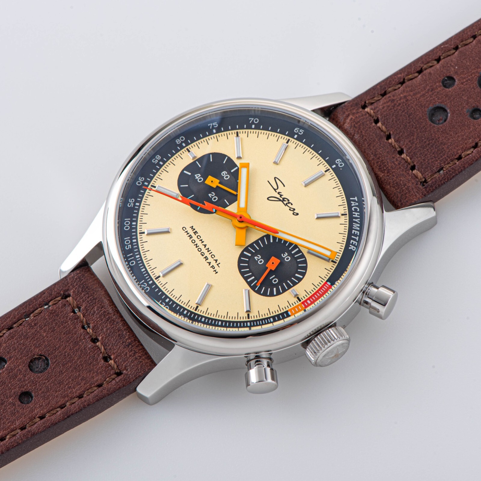 Seagull Sugess ST1901 Panda 40mm Cream V2 Racing Chronograph Sapphire 1963 BNIBr
