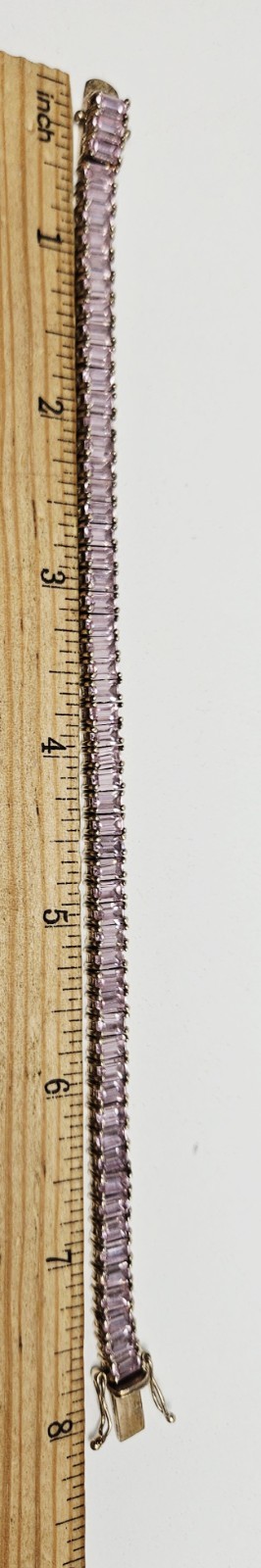 Pink CZ Tennis Bracelet 925 Sterling Silver 22.4g 8″