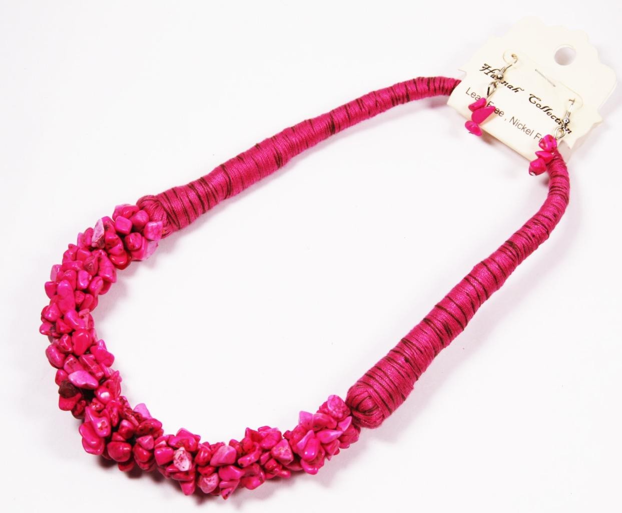 Fuchsia Purple Yellow Red or Black Nugget Necklace Fashion Costume Jewelry jxtm
