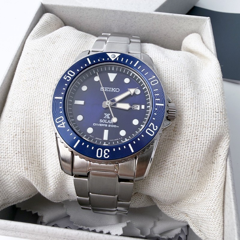 Seiko Prospex Sea Solar Power Men Blue Dial Stainless Steel SNE585 Watch 38.5mm