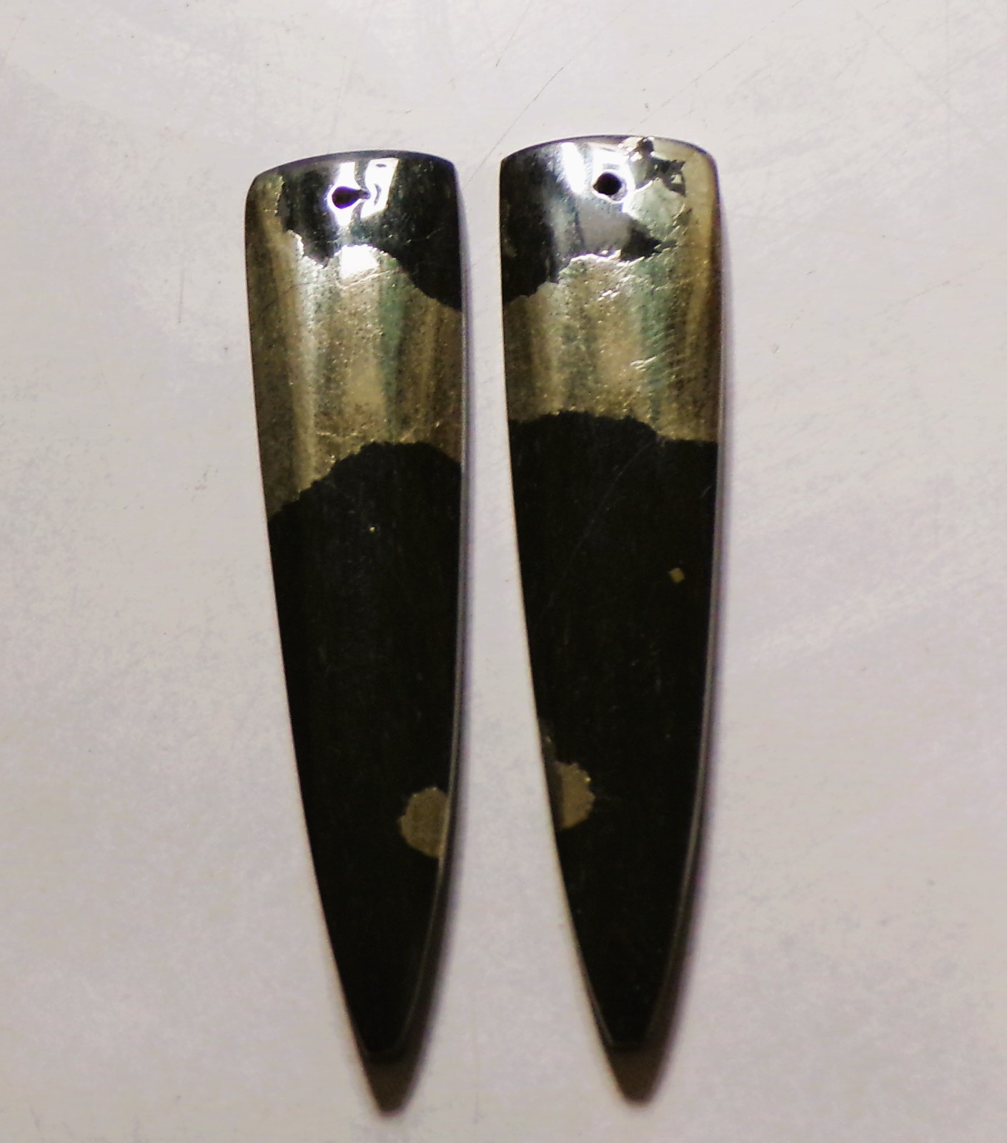 58.85 Cts Natural Apache Gold Drilled Cabochon Match Pair Gemstone 51X12MM 51