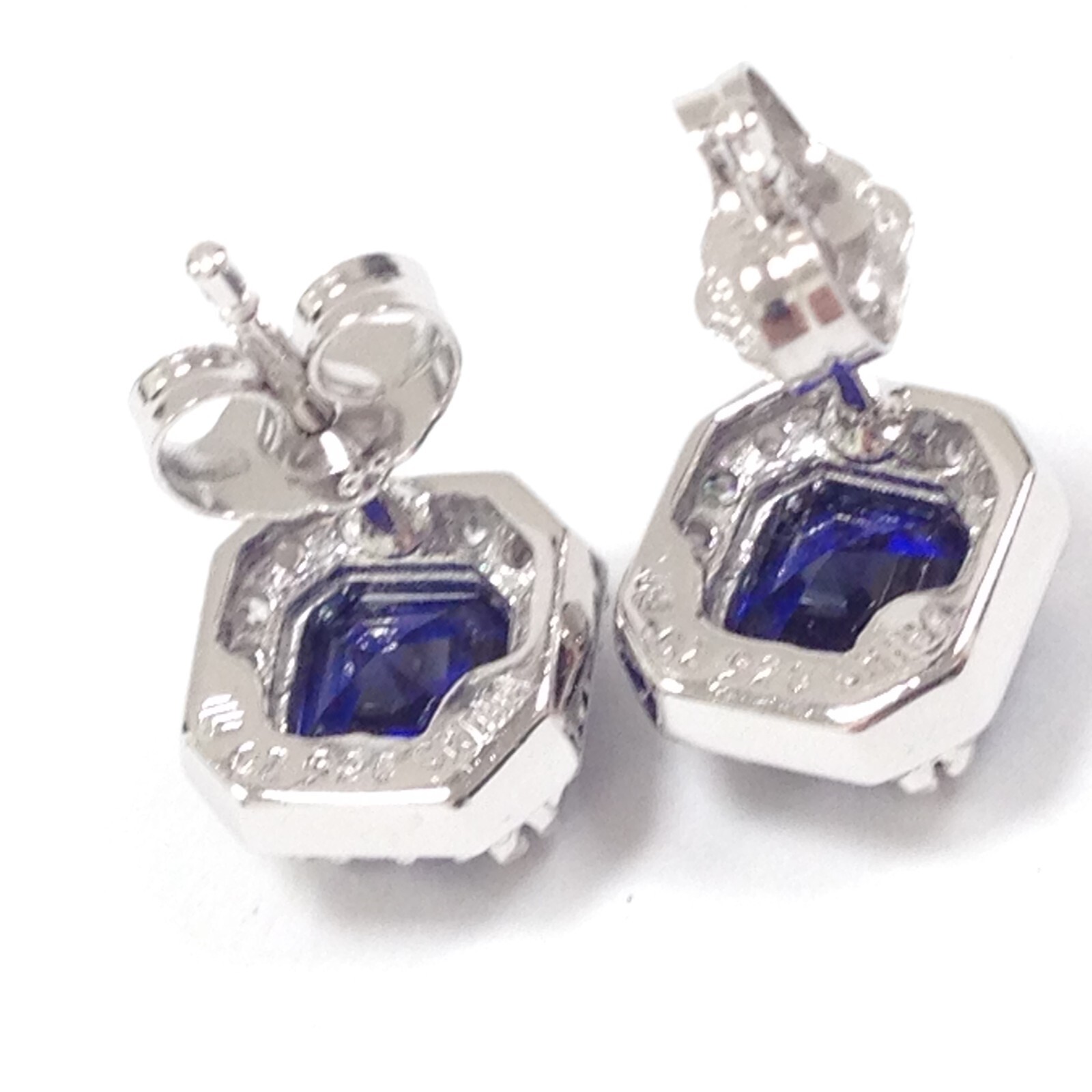 Fuzion Creations Fc Sterling Blue CZ Stone 8.6mm Square Stud Earrings Jewelry