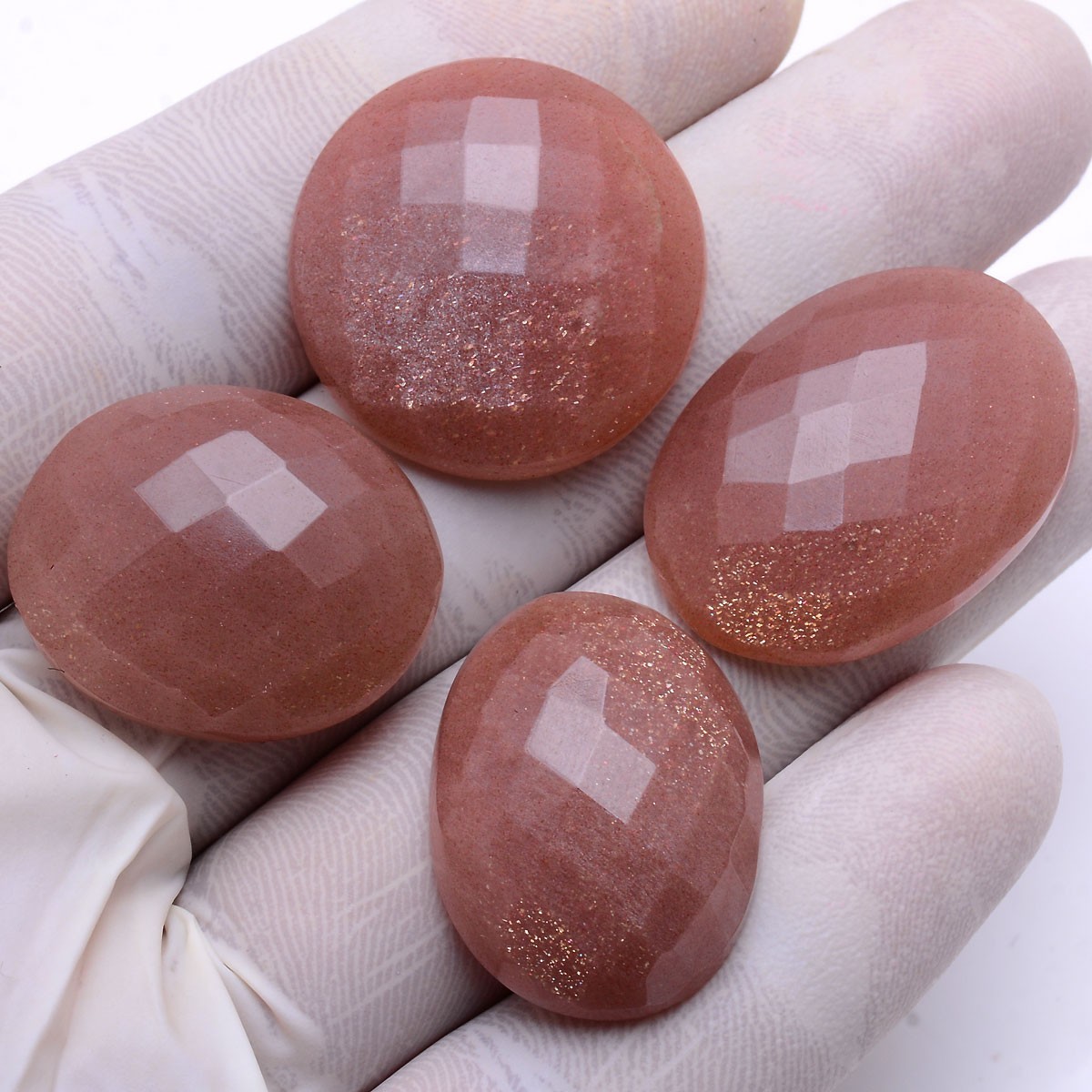 4 Pcs Natural Shiny Peach Moonstone Top Grade 25mm-29mm Checker Cut Gemstones