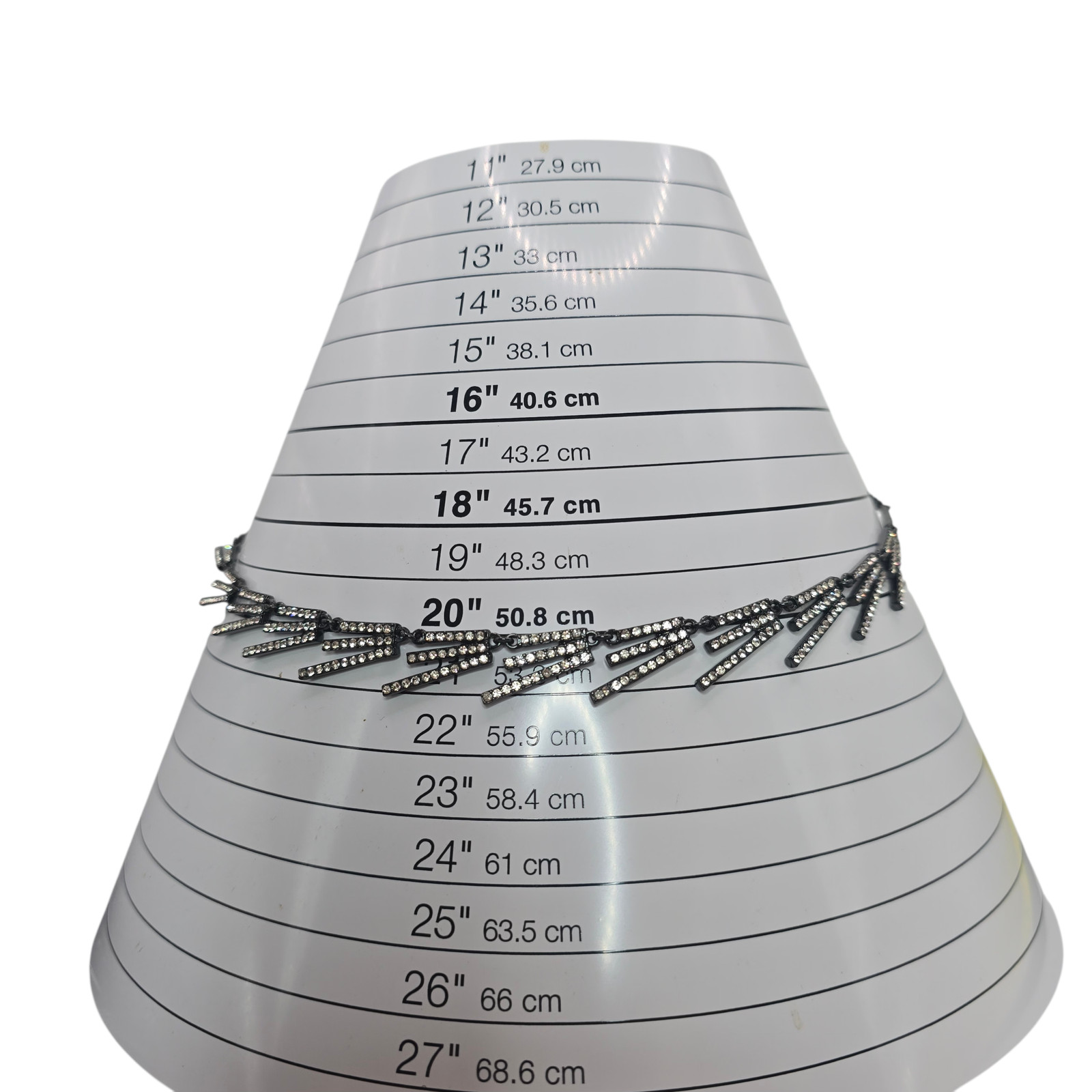 Necklace INC Linear Cascading Clear Rhinestone Statement Gunmetal 20″ SKU2886
