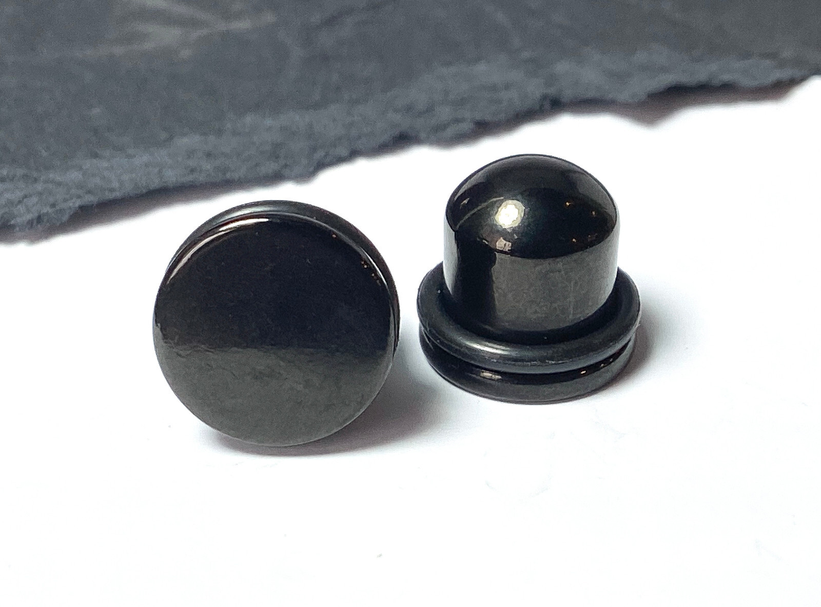 PAIR 316L Surgical Steel Black Flat Head Plugs Tunnels Gauges Body Jewelry