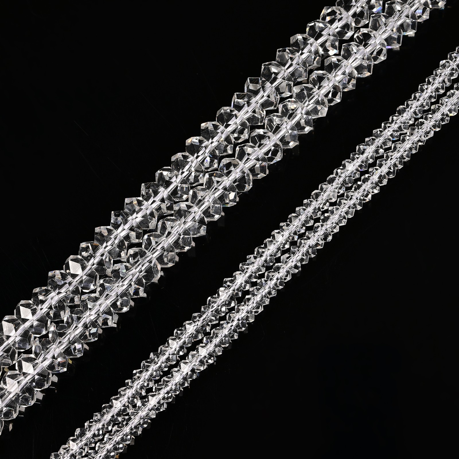 Clear K9 Crystal Glass Faceted Rondelle Beads Size 2x4mm 4x8mm 15.5″ Strand