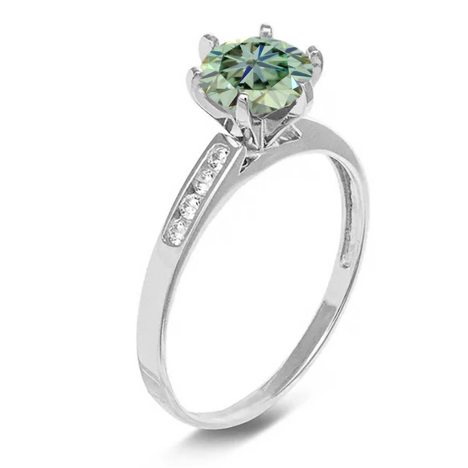 14KT Gold 2.60Cts. Certified Bluish Green & White Diamond Ring – Tariff Free