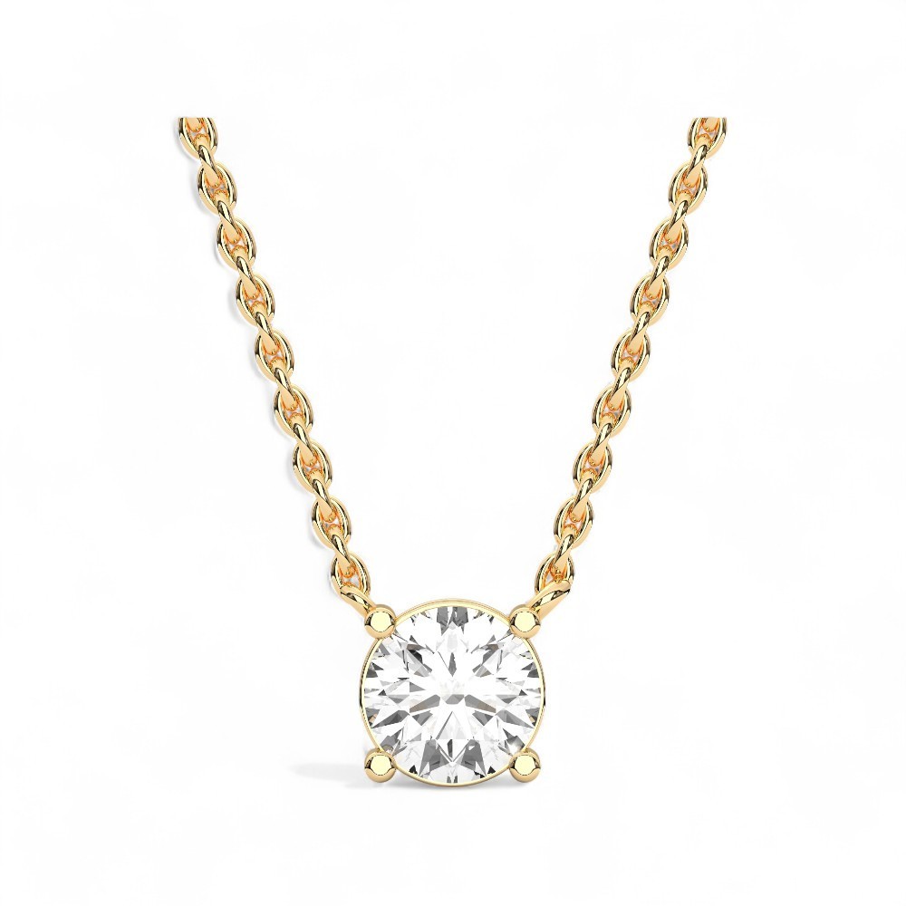 IGI Certified Lab Grown Diamond 1CT Round Solitaire Pendant Necklace 14k Yellow