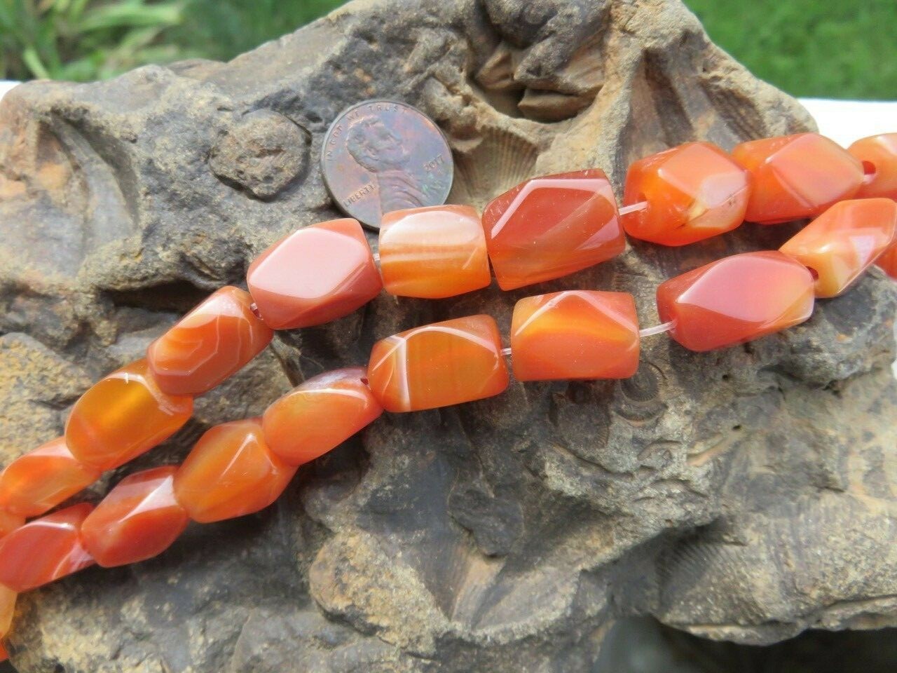 Carnelian “Cornerless Cube” Rectangles 12-16mm X 8-10mm Trade Beads One 13″ Str.