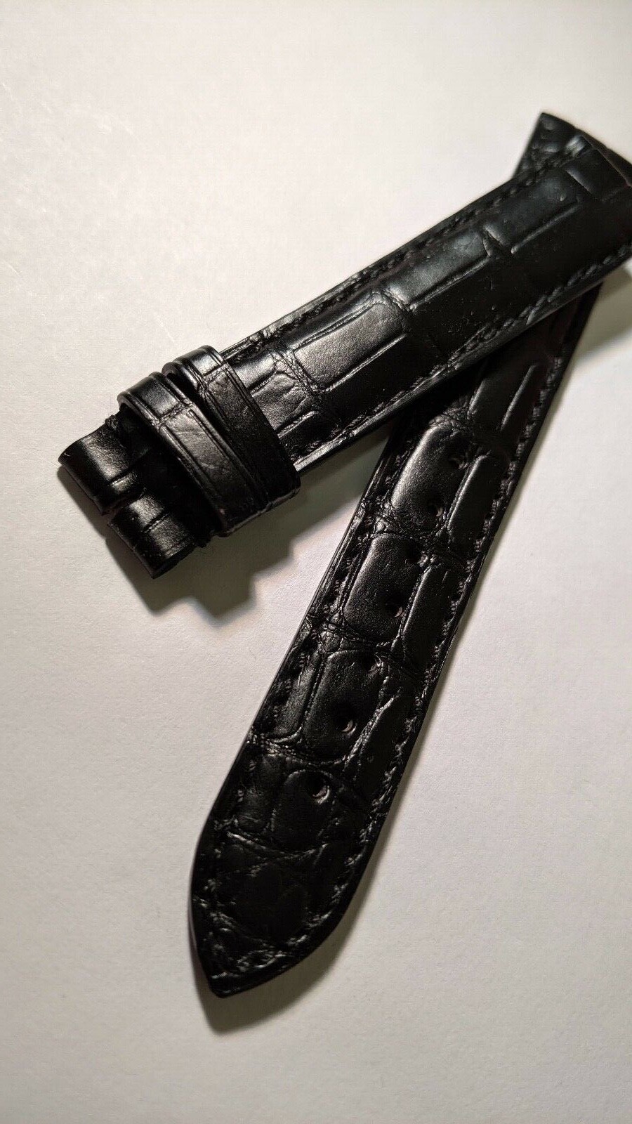 Longines BAND BLACK CROCO 18/16mm, 125/85mm LENGTHS – LONG BAND! NEW
