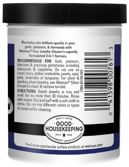 Weiman Fine Jewelry Cleaner Liquid with Cleaning Brush – Restores Shine & Brilli